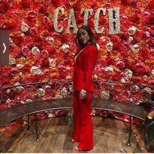 Banana republic Red wide leg suit pants.